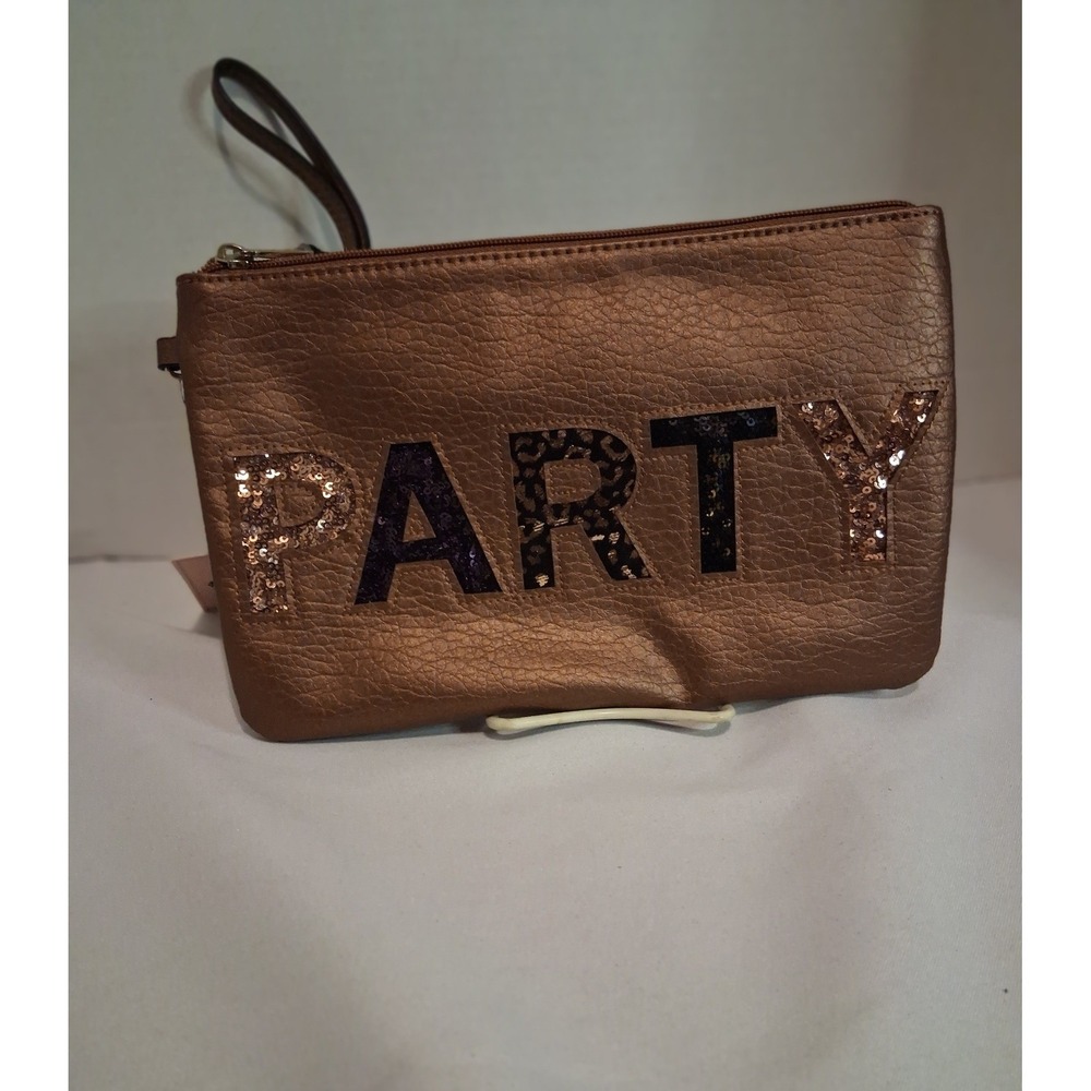 Juicy Couture Bronze Metallic Party Sequin Wristlet Clutch Bag New with Tags